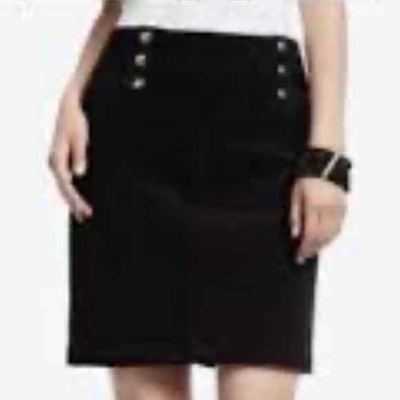 WHBM Black Corduroy Mini Skirt High Rise Button Accent Stretch Size 8 Y2K Style - Picture 2 of 10